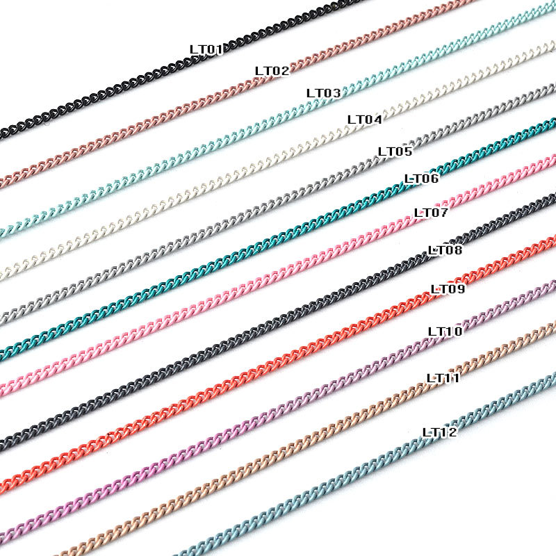 Cross-Border Japanese Nail Color Chain Ultra-Fine Zipper Nail Decoration Chain Nail Decoration Chain Metal Chain 12 Colors Application Scenario