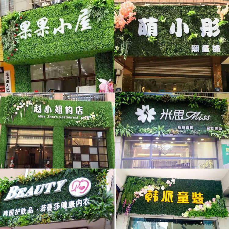 Artificial Plant Wall Background Wall Plastic Lawn Green Wall Door Shop Recruit Image Wall Simulation Flower Wall Decoration Application Scenario