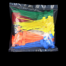 彩色标签牌扎带4*150尼龙吊牌防调包网线标记防伪一次性塑料封条