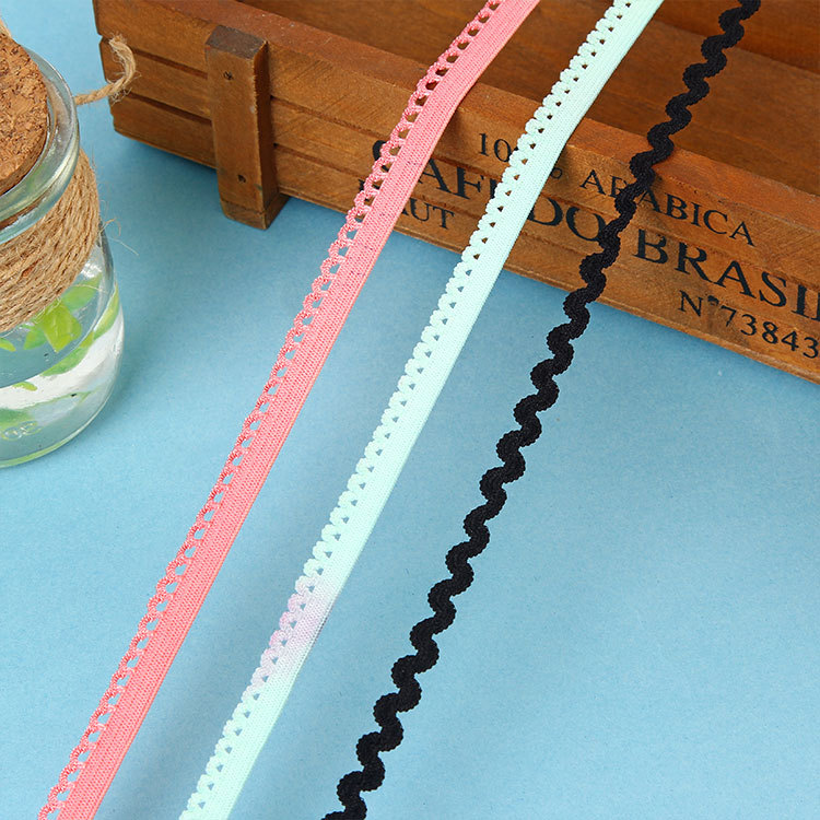 Elastic Lace Knitting Tape Diy Handmade Decorative Knitting Tape Elastic Lace Nylon Ribbon Manufacturers Direct Sales Specification drawing