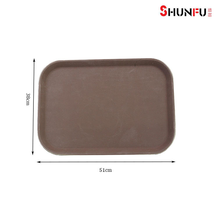 Non-Slip Rectangle Plastic Rubber Food Service Tray Specification image