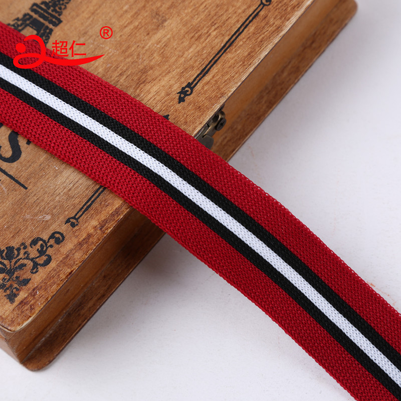 Striped Intercolored Webbing Micro-Elastic Knit Band Elastic Elastic Webbing Clothing Pants Elastic Band Edging Band Available Application Scenario