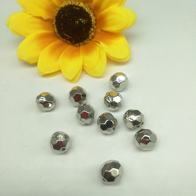 厂家供应8毫米切面镀白K 塑料珠子 仿珍珠 亚克力珠 饰品配件