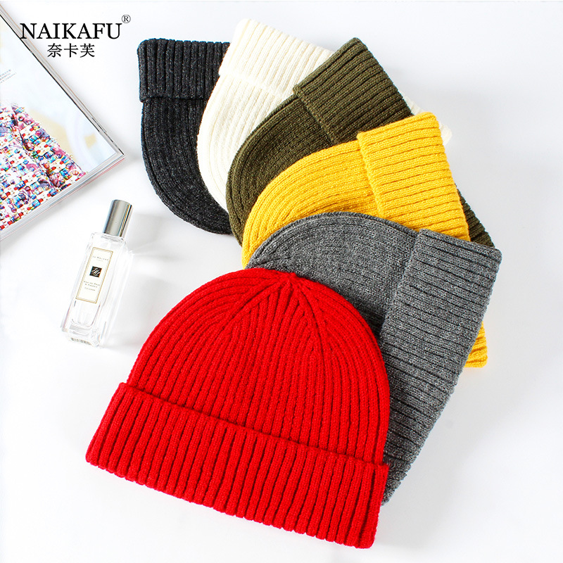 Melon Cap Europe And The United States New Knitted Hat Male Autumn And Winter Solid Color Pullover Hat Female Hip Hop Wool Hat Melon Cap Tide Batch Item Picture