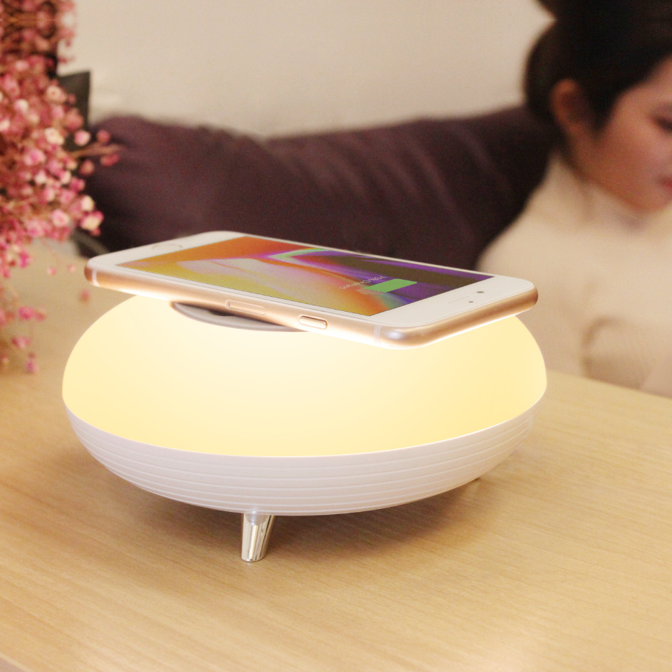 Modern creative mobile phone wireless charger, LED desk lamp, night light, seven-color lighting, intelligent touch control bedside lamp Application Scenario