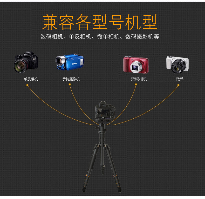Tripod multi-functional camera, tripod damping spherical head, outdoor folding photography single-lens reflex camera stand pic 6