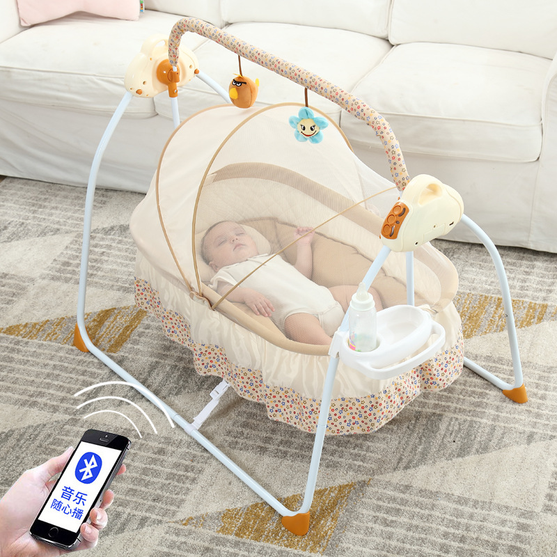 【源头工厂】电动摇篮床折叠摇椅智能哄睡婴儿床跨境外贸母婴用品图