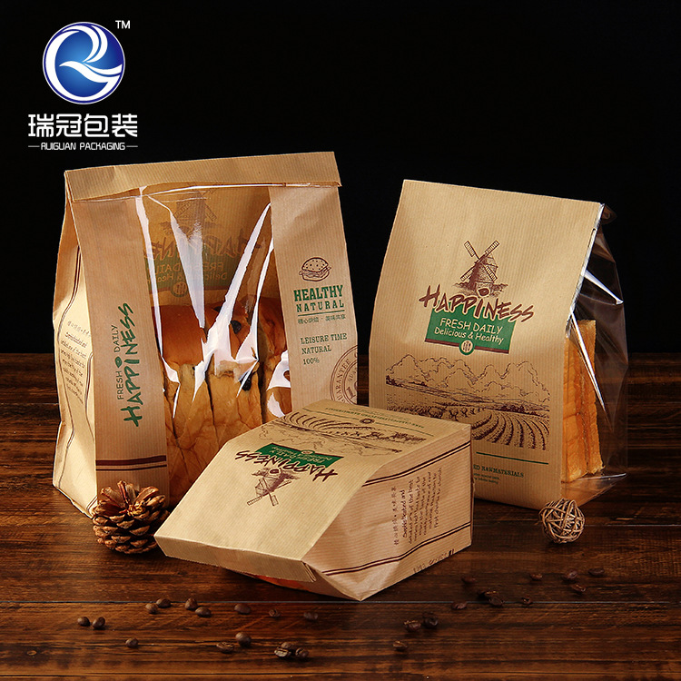 Off-The-Shelf Baked Kraft Paper Window Toast Bags Custom Coated West Point Food Packaging Packaging Oil Proof Bag Item Picture