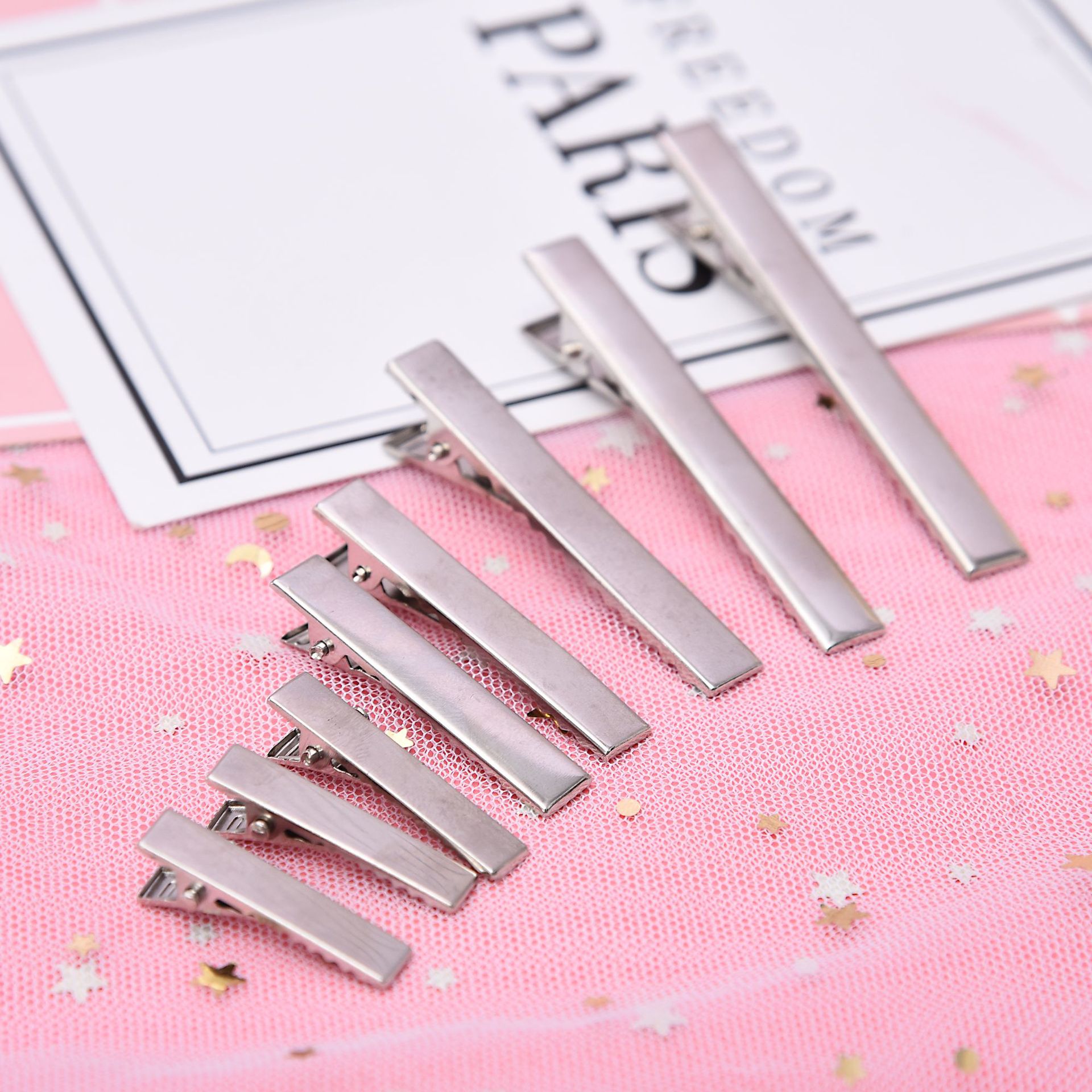 Factory Direct Sales Diy Hairpin Accessories Crocodile Clip Korean Silver Headdress Duck Mouth Clip Square Clip Metal Hairpin Wholesale full figure