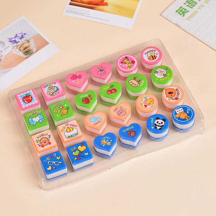 Handmade diary seal, color English teacher evaluation medal, children's finger seal, heart-shaped seal Application Scenario