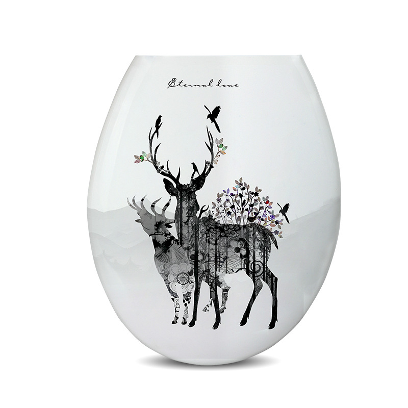 Thickened printed PP universal U-shaped plastic toilet seat cover, European-style toilet seat ring, toilet board cover, toilet bowl accessories Item Picture