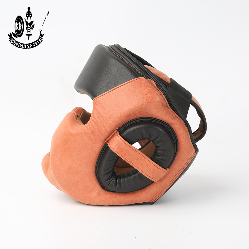 Conray Boxing Headguard Cowhide Hand-Printed Vintage Spartan Headguard Sanda Fighting Headguard details Picture