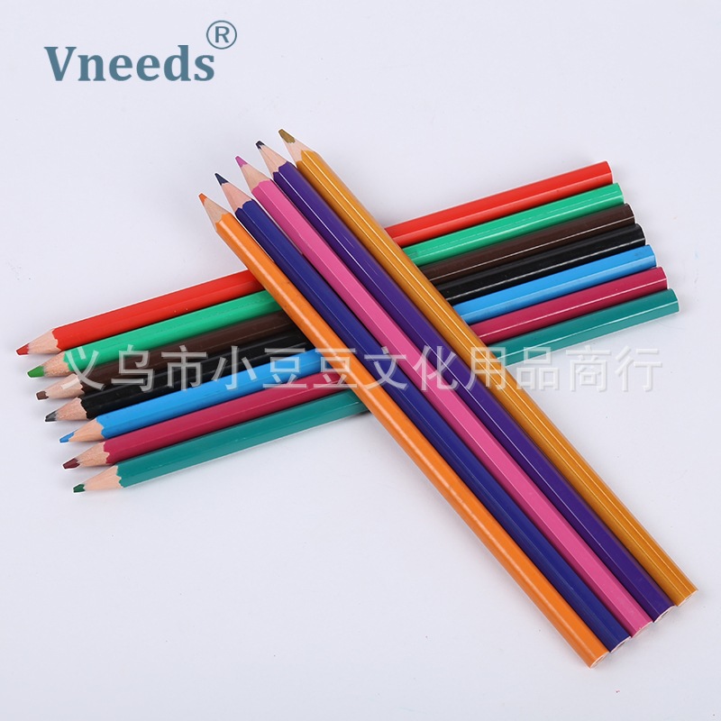 Vneeds12色长款多色绘画铅笔套装幼儿园彩铅涂鸦填色彩色铅笔现货详情图3