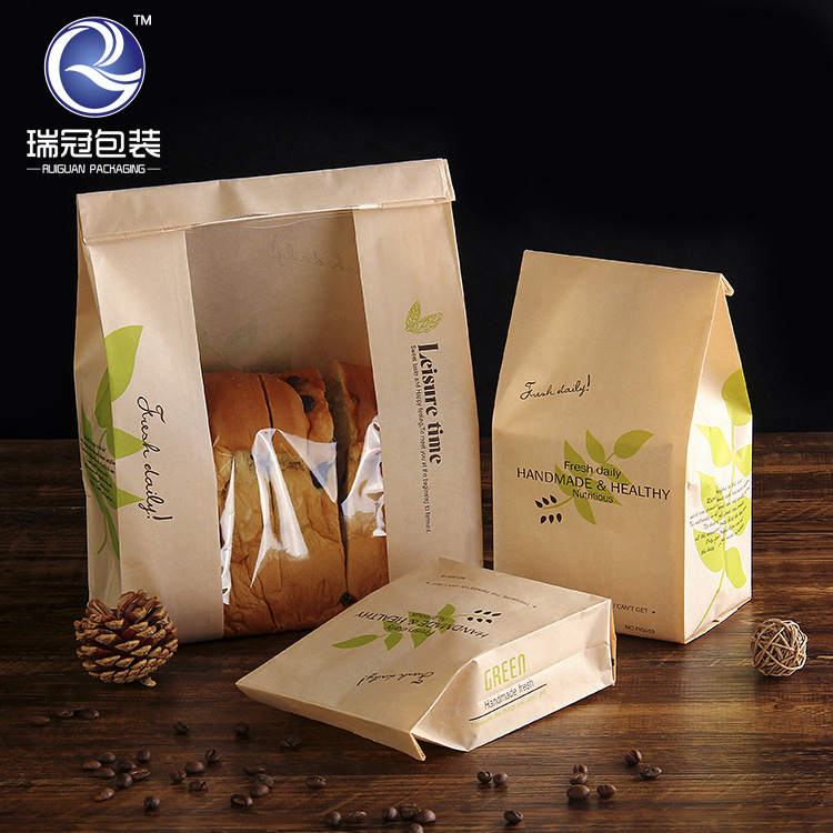 Off-The-Shelf Baked Kraft Paper Window Toast Bags Custom Coated West Point Food Packaging Packaging Oil Proof Bag details Picture