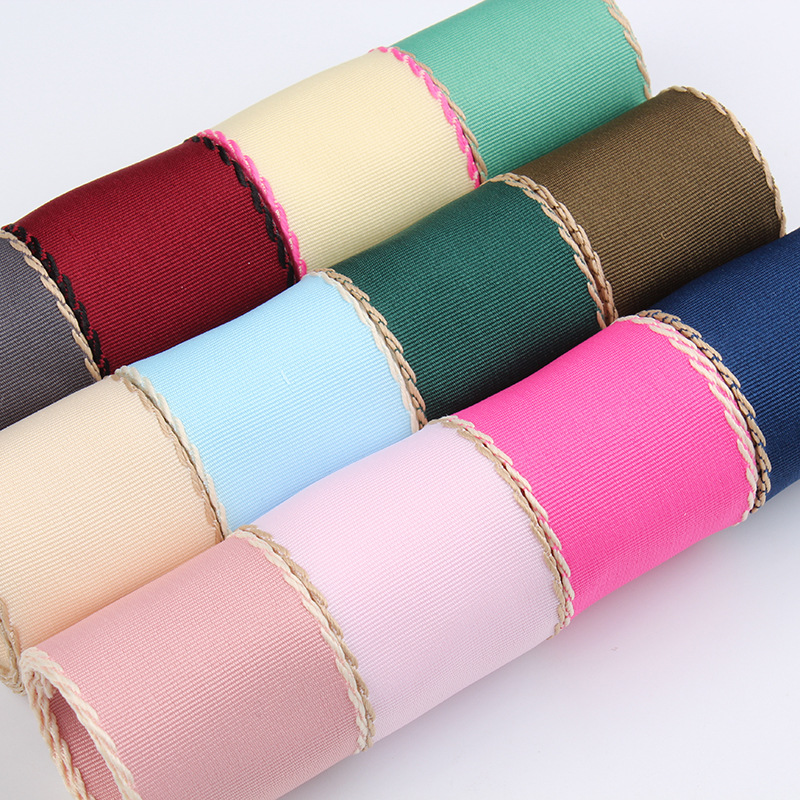 Ding Xin Ribbon Contrast Color Double Jumper Thread Polyester Ribbon Diy Hand Bow Hair Accessories Ribbed Double Ribbon details Picture