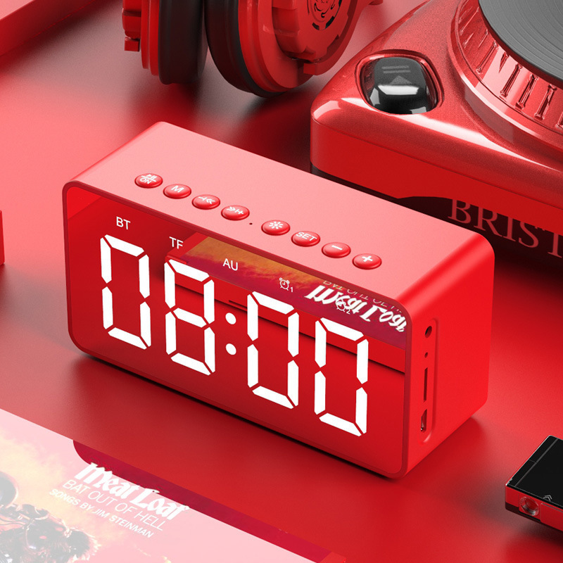 BT506 新款带时钟闹钟蓝牙音箱迷你镜面礼品插卡重低音炮小音响详情图3