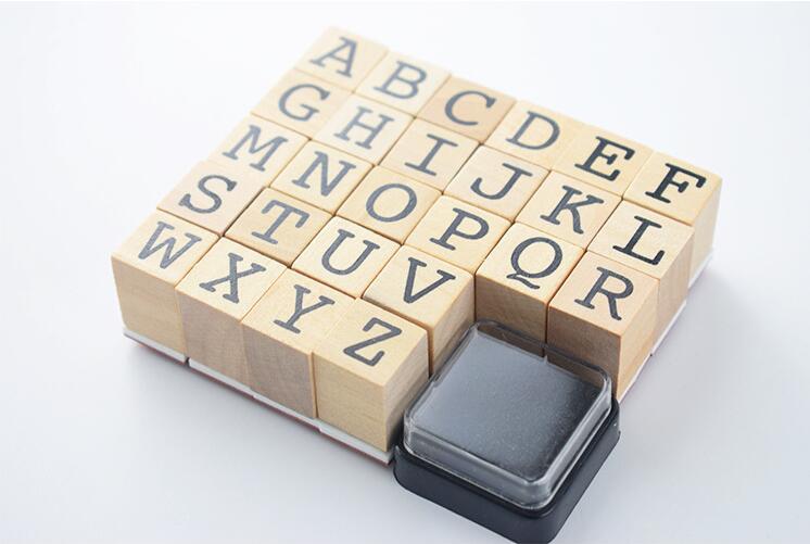 Wooden letter upper and lower case seal set details Picture