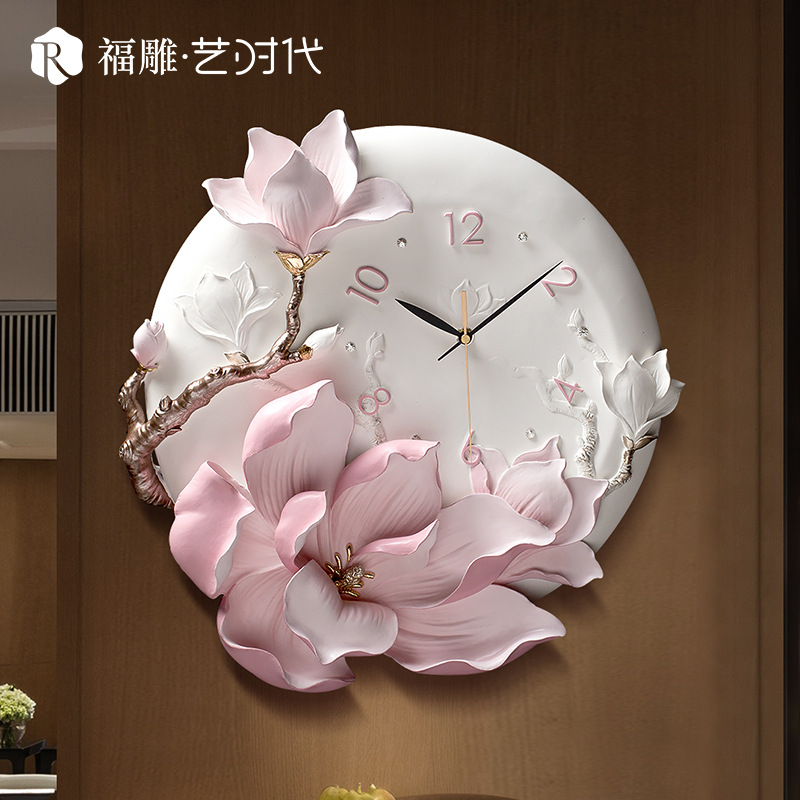Cross-Border E-Commerce Amazon Wall Clock Products Clock Hand-Painted Clock Flower Decoration Clock Simple Style Wall Watch