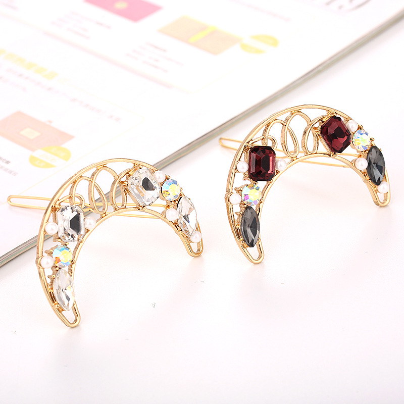 Nueva versión coreana estilo coreano luna cristal borde clip accesorios para el pelo flores con diamantes multiplo rana franja clip headwear fuente
