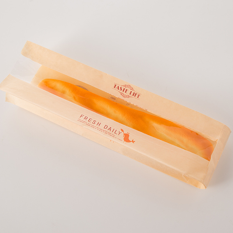 Window Drizzled Brown Paper Bag Bread Toast Bag Food Packaging Baked Toast Bag Factory Wholesale Customization details Picture
