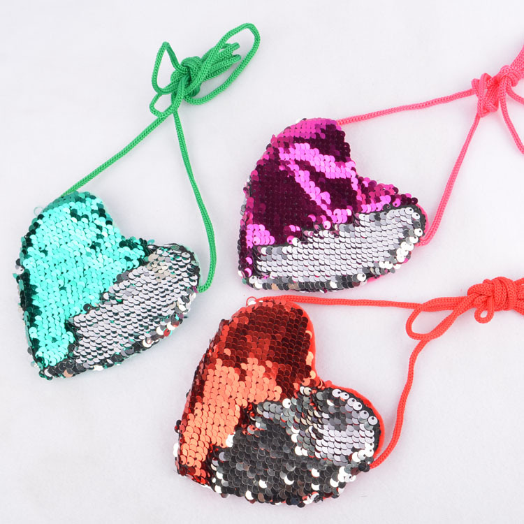 Factory direct sales of best-selling sequined lanyard bags, heartwarming children's coin purges, creative diagonal cross bags, wholesale on Amazon details Picture