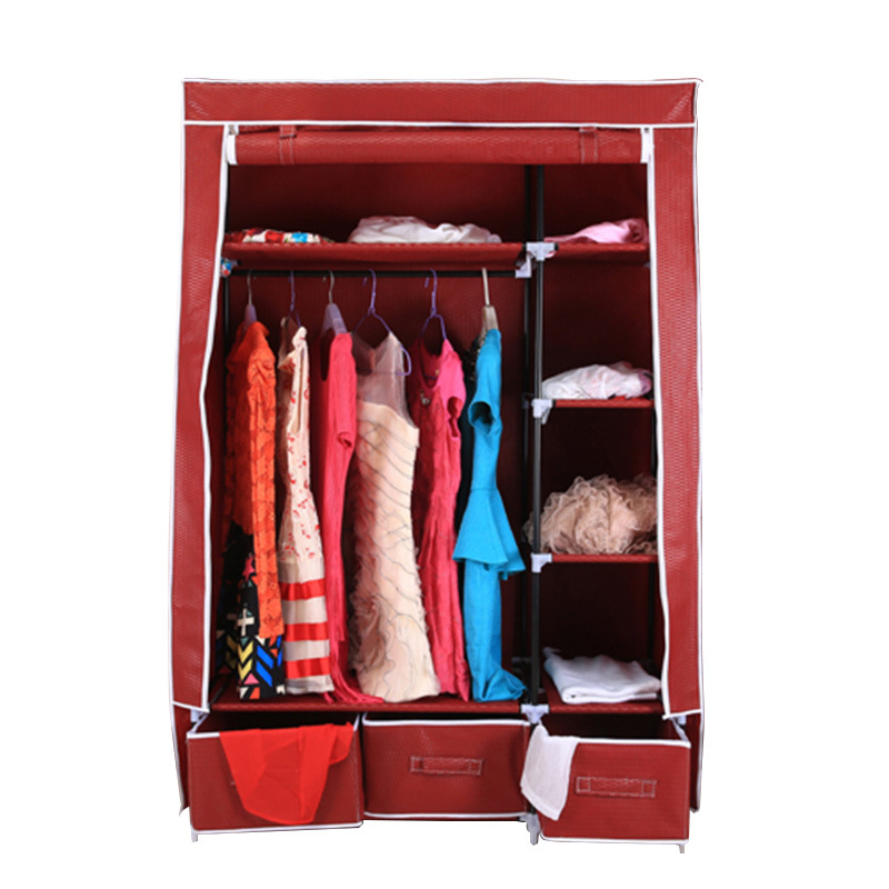Manufacturers direct non-woven wardrobe simple modern multi-cell storage wardrobe fabric steel pipe cloth wardrobe wholesale Item Picture