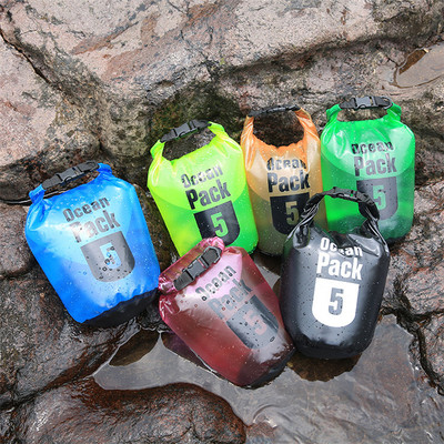 Factory direct supply of outdoor PVC matte semi-transparent waterproof bucket bags, beach clothes, mobile phone folding storage bags, and drift bags details Picture
