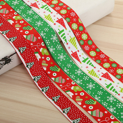 螺纹带丝带印刷圣诞系列 圣诞节活动装饰用品罗纹带彩带批发定制详情图2