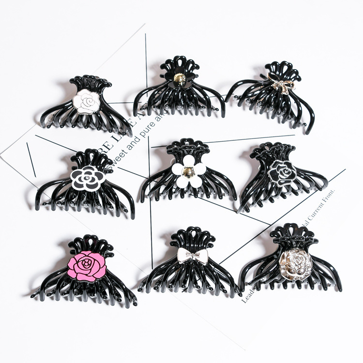 Korean Grab Clip Hair Clip Four-Leaf Clover Grab Clip Rose Bow Rose Camellia Grab Clip Hair Clip Bun Hair Clip details Picture