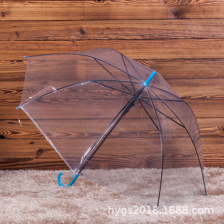 创意自动长柄直杆透明伞可定儿童礼品伞透明雨伞批发广告伞制logo详情图4