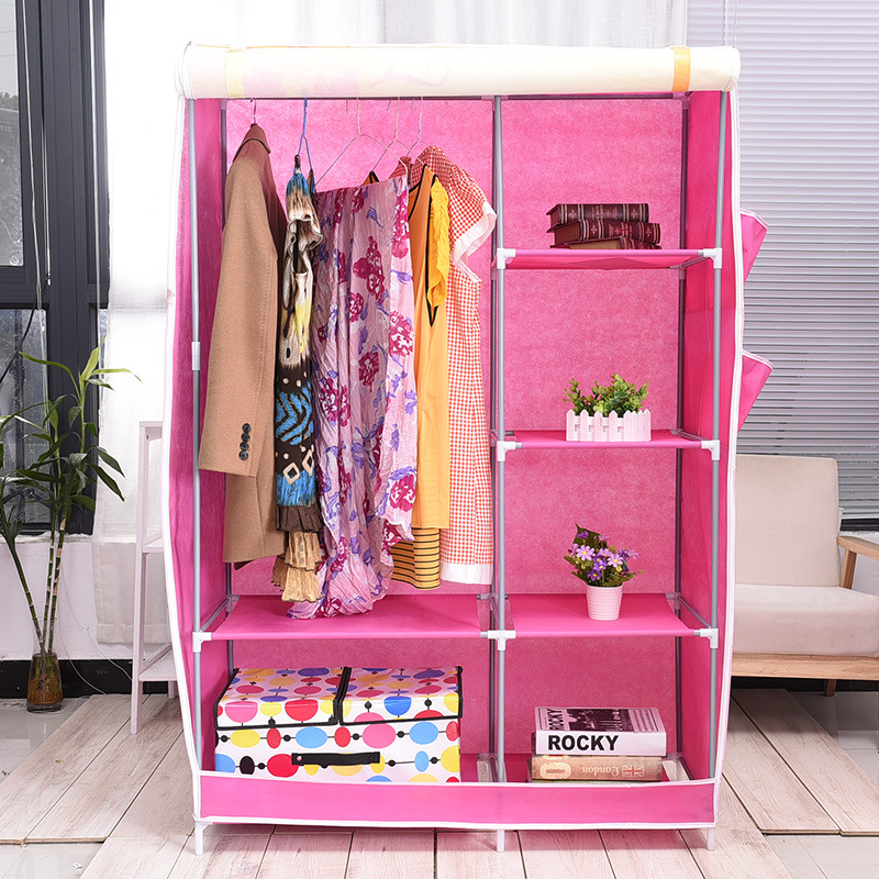 Student dormitory folding wardrobe simple cloth wardrobe creative bedroom multi-layer wardrobe printing storage cabinet manufacturers wholesale full figure
