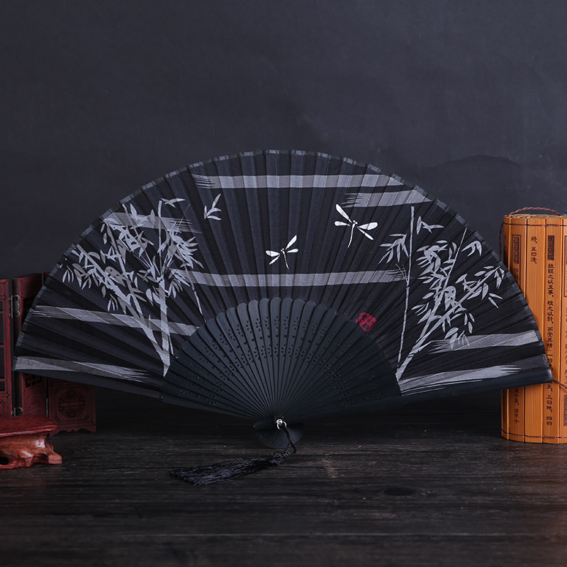 Chinese Style Gifts True Silk Bamboo Fan Japanese And Fan Butterfly Cherry Blossom Fan Dance Props Fan Direct Sales Manufacturers details Picture