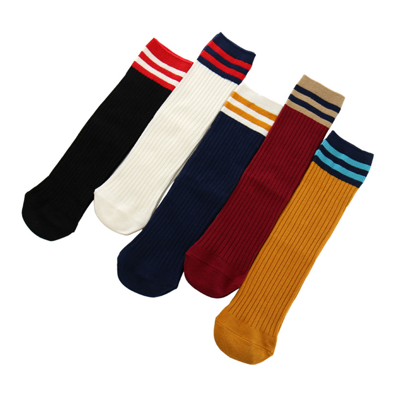 Dui Dui Socks, Japanese-style autumn and winter pure cotton striped mid-calf socks, thin college style high calf socks boots, sock covers, long calf socks Item Picture