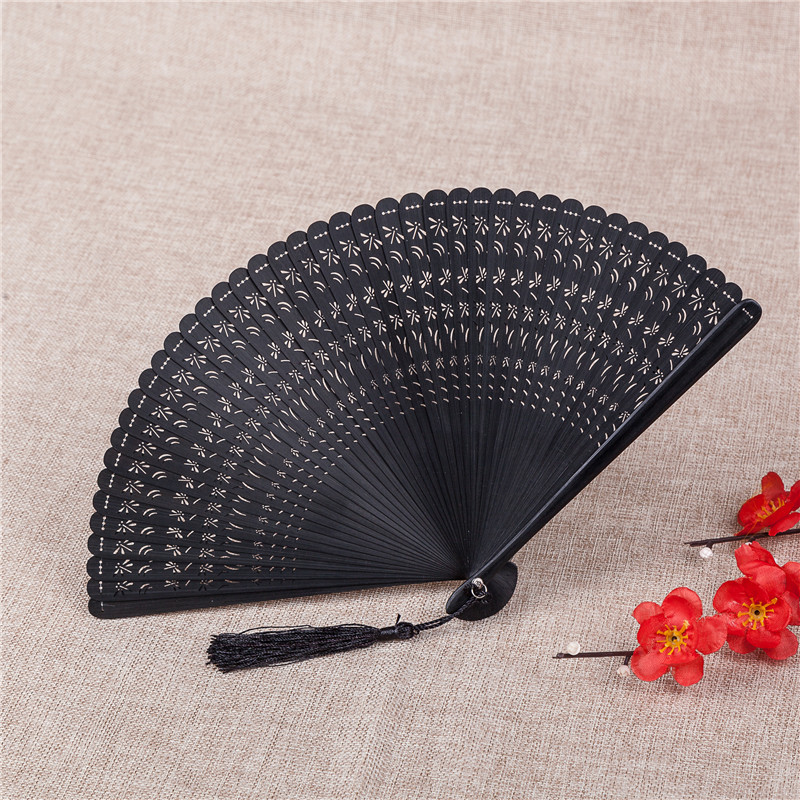 Chinese Style Hollow Carving Hand Lady Folding Fan Daily Ancient Craft Small Fan All Bamboo Fan Classical Gift Fan