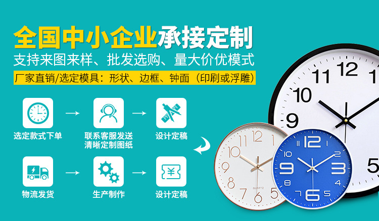 10寸白刷金立体花边挂钟 仿古创意客厅轻奢高级感墙上装饰挂钟详情2