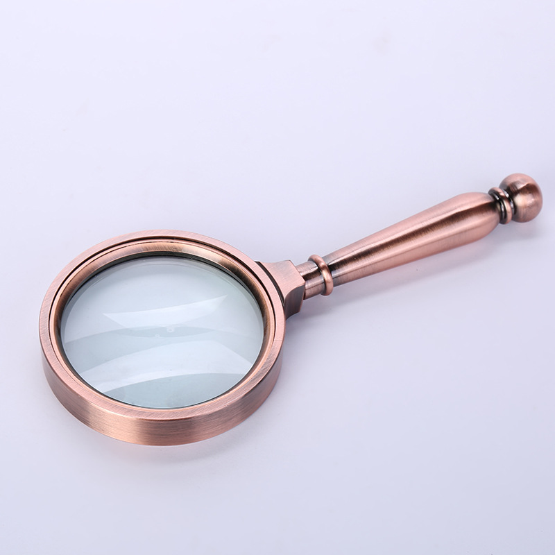 Wholesale of fashionable new metal ring gold-plated simple straight handle magnifying glass, personalized handheld reading glass for the elderly details Picture