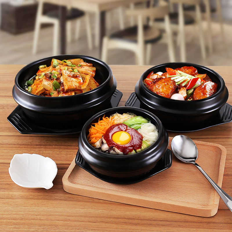 Korean stone pot bibimbap dry pot Korean ceramic pot commercial braised chicken clay pot 煲仔饭 clay pot high-temperature resistant earthenware pot details Picture