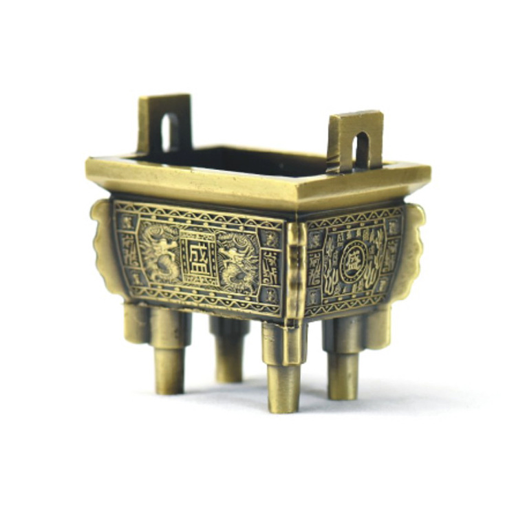 仿/古/铜/青/香/炉/鼎/插/迷/你/方/龙/招/财/进/宝/供/奉/线/薰白底实物图