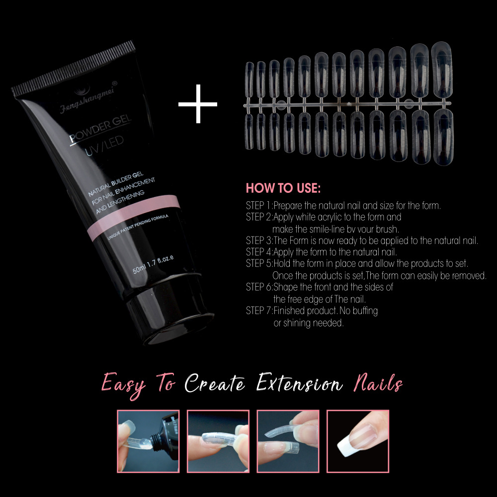 Factory direct sales of 50g quick-extension crystal gel powder gel in hose type, exclusively for foreign trade Application Scenario