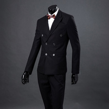 韩国东大门西服套装男士商务休闲正装西装男双排扣修身男士装
