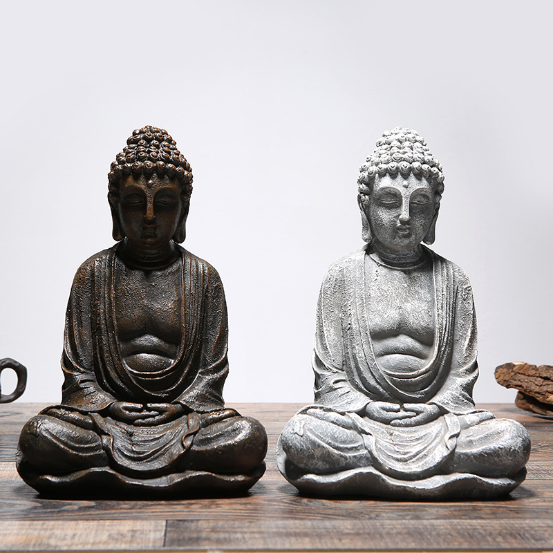 中式BUDDHA装饰品禅意树脂佛像摆件释迦牟尼如来客厅玄关影视道具