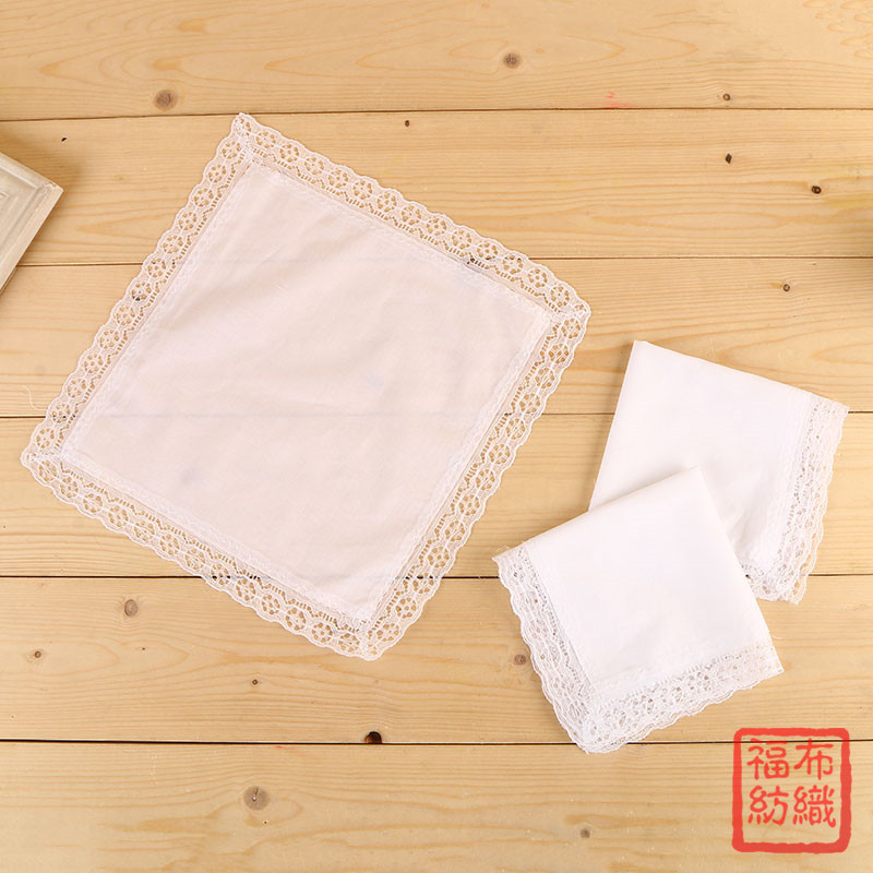 25cm纯棉/蕾丝边白手帕/全棉小手帕可产品图