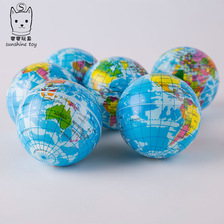 跨境专供海绵发泡PU地球 7.6cm减压发泄儿童玩具弹力球定制印刷