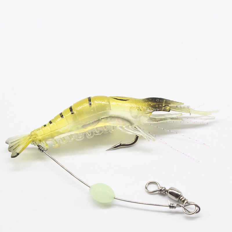 Luya Bait Fake Shrimp With Hook Shrimp 9Cm/6G Bait Bionic Bait Simulation Soft Bait Soft Shrimp Glow-At-Night Blackfish details Picture