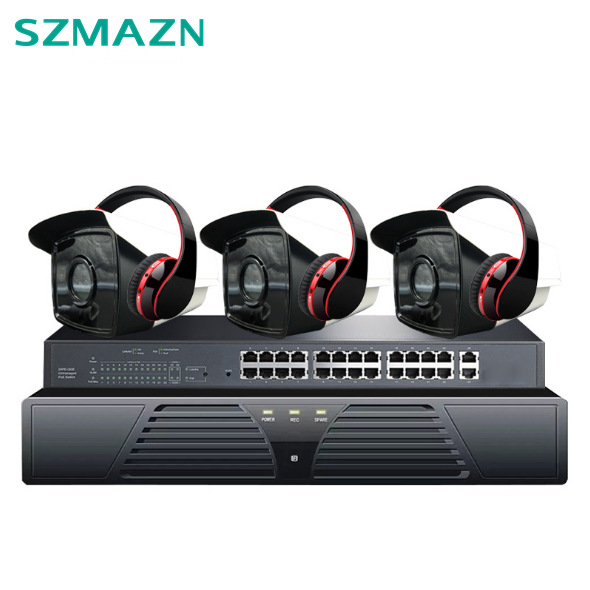 5 Million Supermarket Factory Poe Monitor Audio Camera Set Night Vision H.265 Network Monitoring Equipment details Picture