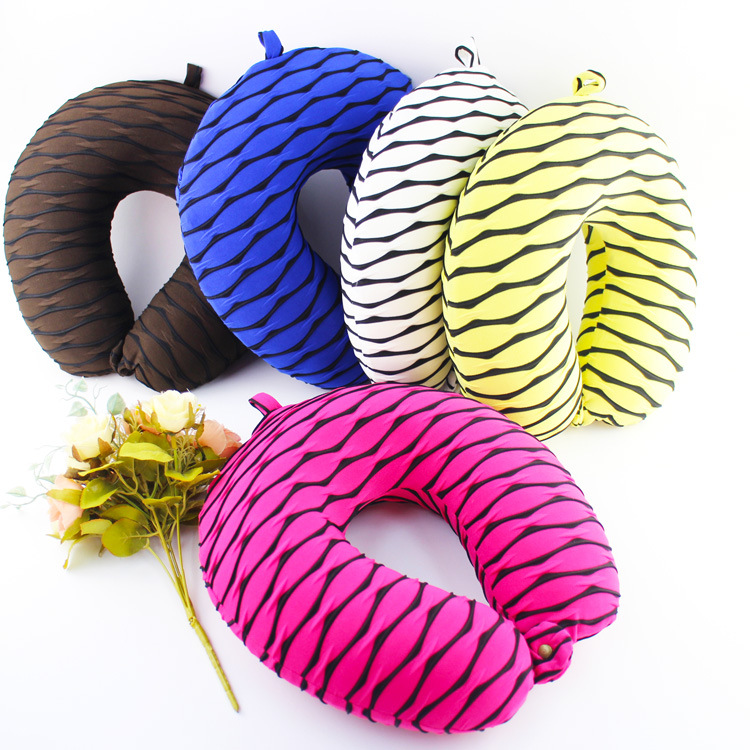 Fashion Slow Rebound Memory Cotton U-Shaped Pillow Corrugated Breathable Office Travel Protection Cervical Spine Aircraft Memory Pillow Wholesale