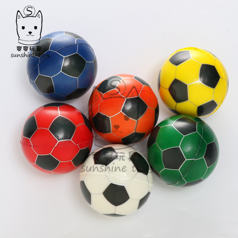 厂家直销6.3新款PU足球海绵发泡发泄球实心宠物玩具幼儿园皮球