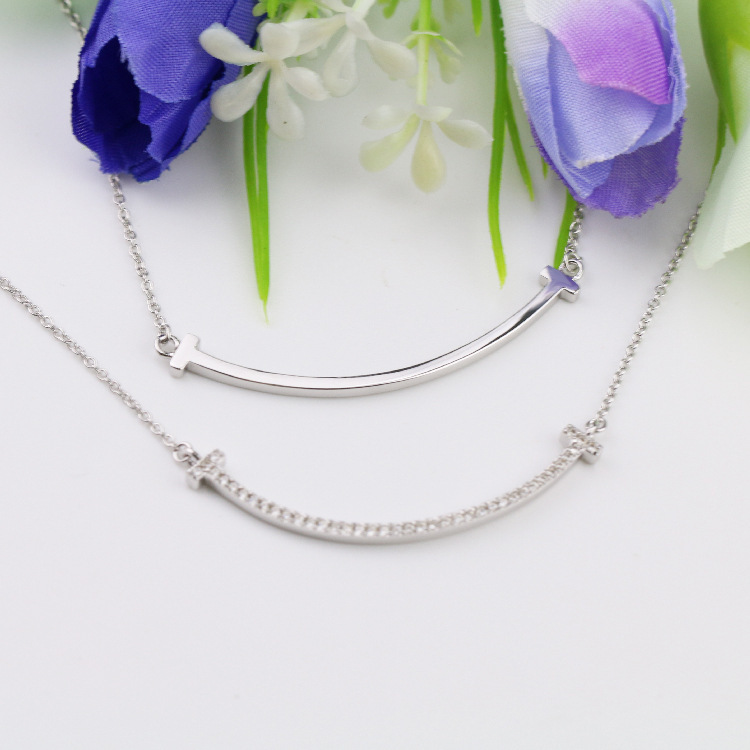 Korean Version S925 Silver Simple Smile Face Necklace First Half Life Star With Goddess Collarbone Set Chain Specification drawing