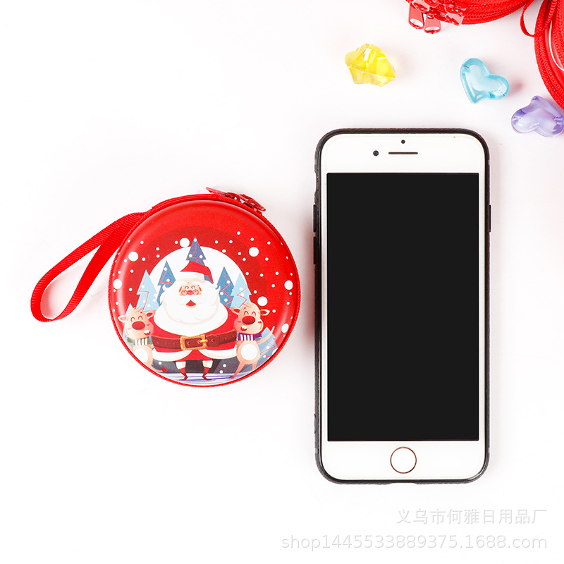 Creative Tinplate Coin Purse Cartoon Mini Round Earphone Zipper Bag Portable Coin Children Gift Bag Wholesale Application Scenario