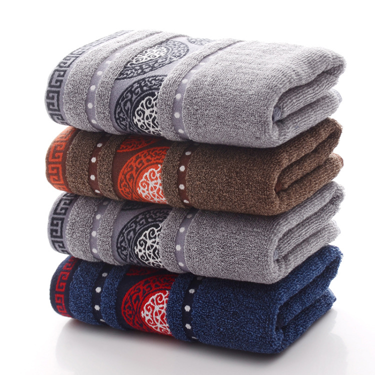 Processing Custom Adult Towel Ab Yarn Cotton Fan Leaf Face Towel Thickened 110G Household Face Towel Wholesale